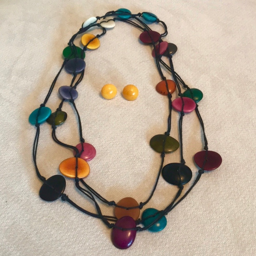 SET:  Fair Trade Tagua Necklace & Post Earrings